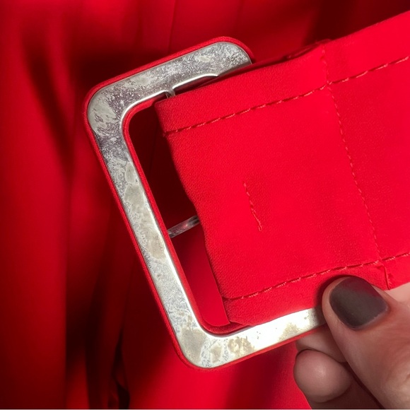 NBD NWT Cherry Red Reagan Belted Deep V-Neck Sleeveless Jumpsuit Size S - Picture 6 of 10